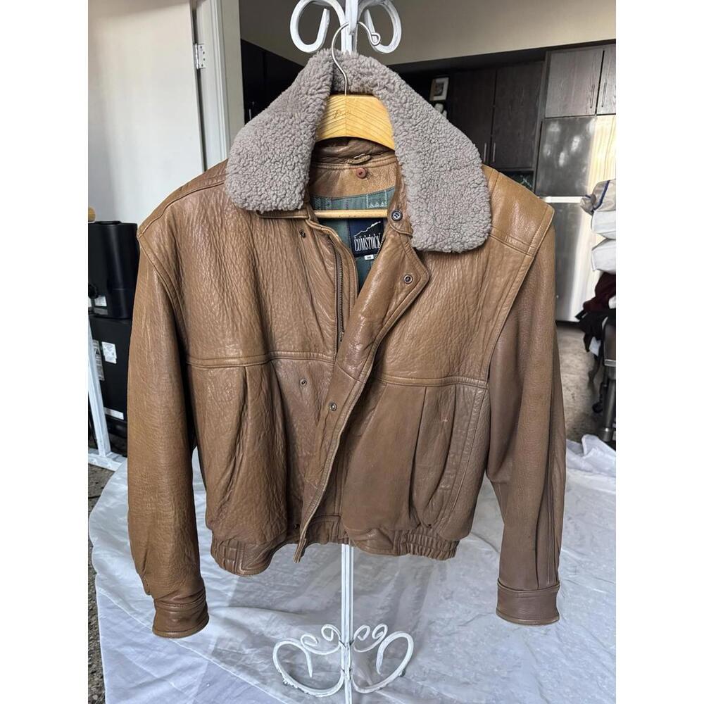 Vintage Robert Comstock Genuin Sheepskin Leather Aviator Jacket Mens Sz 36 Large